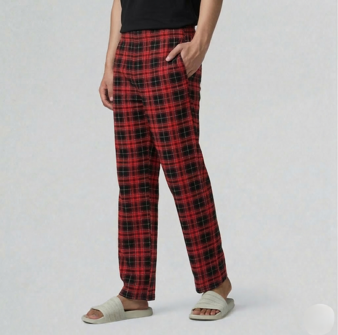 Men's Checked Breathable Cotton Pajamas